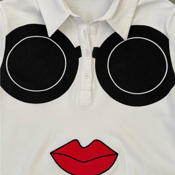 Alice + Olivia Marsha Stace Cropped Face Polo Size Large - Picture 6 of 10